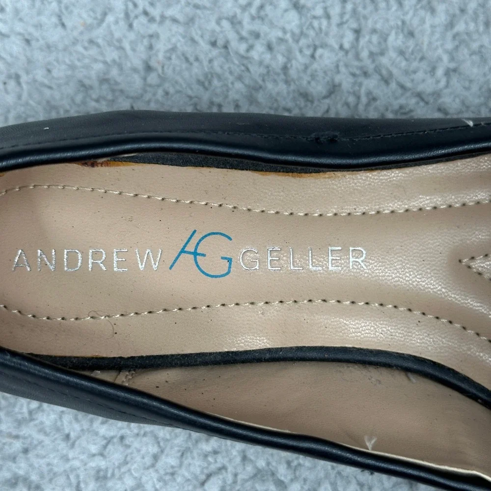 Andrew Geller Posy Black Loafer Flats‎ Size 6.5M Fringe Slip-On Comfort Shoes